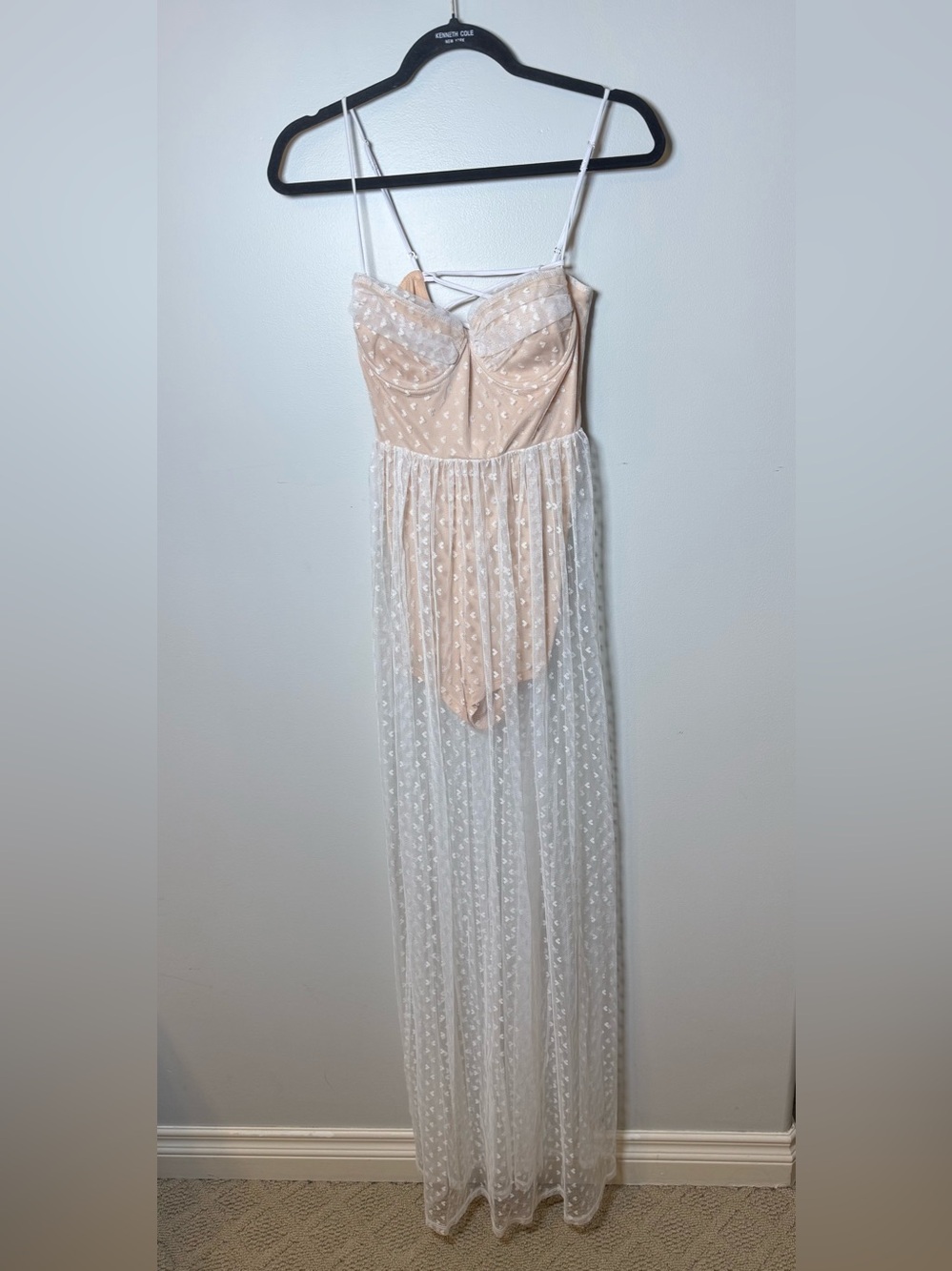 LUCY IN THE SKY | Sheer Overlay Bodysuit Maxi Dress Size L